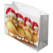 Grand Sac Cadeau Petits canards mignons avec chapeaux santa (Dos Angle)