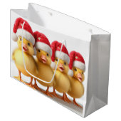 Grand Sac Cadeau Petits canards mignons avec chapeaux santa (Devant Angle)