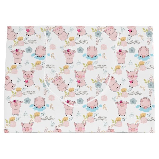 Grand Sac Cadeau Petits cochons mignons (Devant)