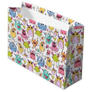 Grand Sac Cadeau Petits Monstres Heureux