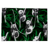 Grand Sac Cadeau Petits panda sur vert foncé (Dos)