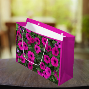 Grand Sac Cadeau Pétunias rose vif