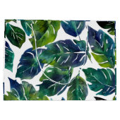 Grand Sac Cadeau Philodendron vert et bleu du feuillage Botanique (Dos)