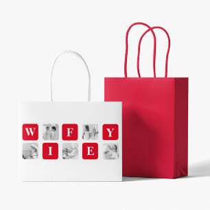 Grand Sac Cadeau Photo Collage Moderne & Cadeau Rouge Pour Lovely W