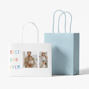 Grand Sac Cadeau Photo Collage moderne Colorful Meilleur Papa Jamai