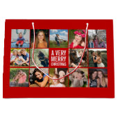 Grand Sac Cadeau Photo Collage Red Christmas (Devant)