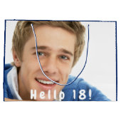 Grand Sac Cadeau Photo d'anniversaire bleu garçon hommes (Dos)