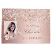 Grand Sac Cadeau Photo d'or rose (Dos)