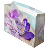 Grand Sac Cadeau Photo d'un Anniversaire de Crocus au printemps vio (Dos Angle)