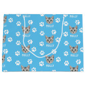 Grand Sac Cadeau Photo et nom de animal de compagnie customisé de c (Devant)