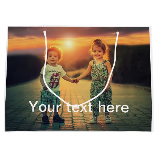 Grand Sac Cadeau Photo et texte faits sur commande (Devant)