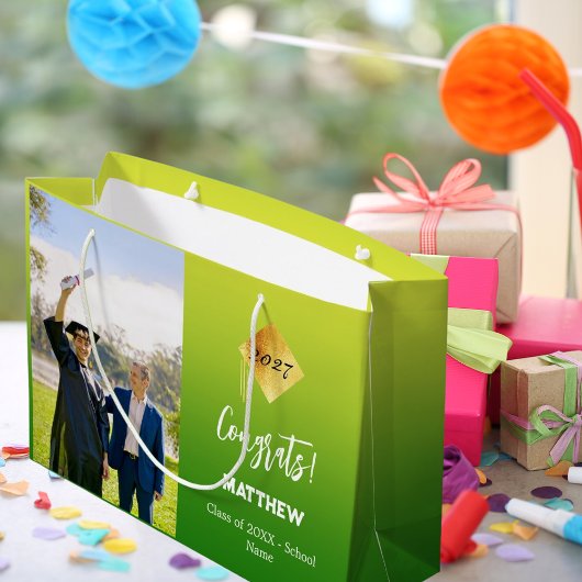 Grand Sac Cadeau Photo jaune vert pâle