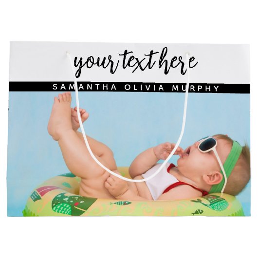 Grand Sac Cadeau Photo personnalisée Baby Love & Name Memories (Dos)