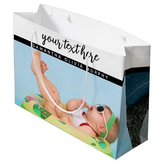 Grand Sac Cadeau Photo personnalisée Baby Love & Name Memories (Dos Angle)
