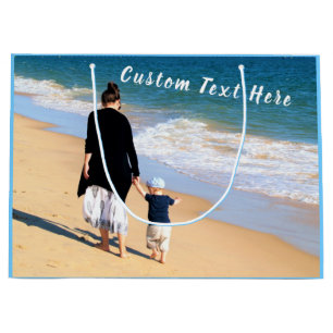 Grand Sac Cadeau Photo personnalisée Texte de votre famille Photos