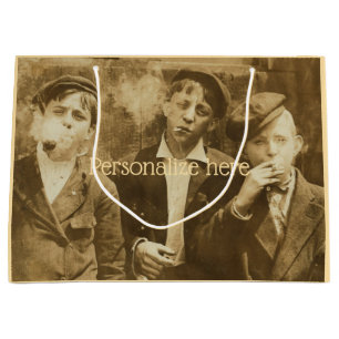 Grand Sac Cadeau photo vintage de nouveaux fumeurs de cigares sepia