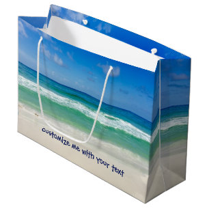 Grand Sac Cadeau Photographie de plage Ciel bleu avec vagues Person
