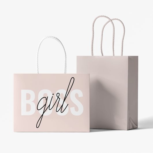 Grand Sac Cadeau Phrase moderne Pastel Rose fille Boss Phrase