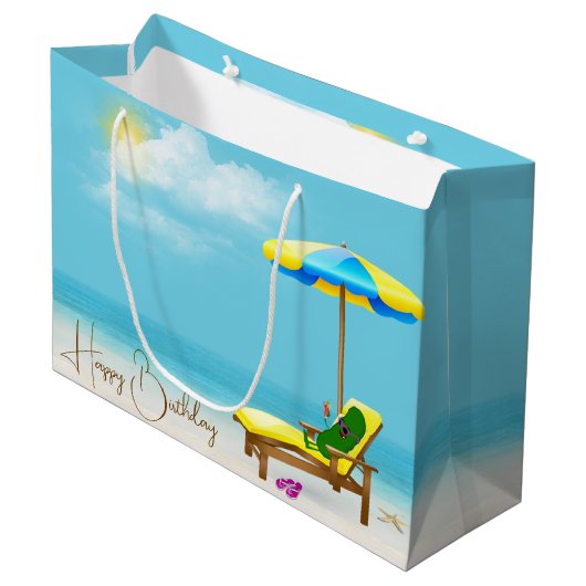 Grand Sac Cadeau Picker D'Anniversaire Dans Une Chaise Avec Cocktai (Devant Angle)