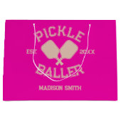 Grand Sac Cadeau Pickle Baller Pickleball Collegiate Typographie (Devant)