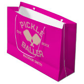 Grand Sac Cadeau Pickle Baller Pickleball Collegiate Typographie (Devant Angle)