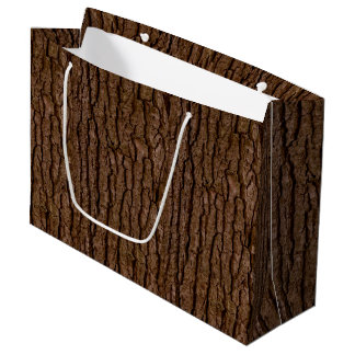 Grand Sac Cadeau Pièce de Faux rustique de l'écorce d'arbre à grain