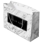 Grand Sac Cadeau Pierre gris marbré noir sur mesure (Dos Angle)