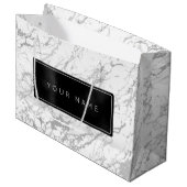 Grand Sac Cadeau Pierre gris marbré noir sur mesure (Devant Angle)