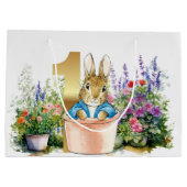 Grand Sac Cadeau Pierre le lapin dans un pot premier anniversaire (Dos)