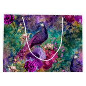 Grand Sac Cadeau Pierrot à fleurs couronné de violet (Dos)