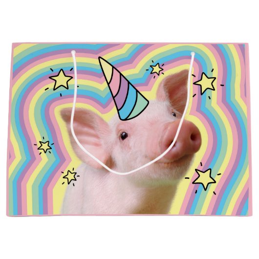Grand Sac Cadeau Piglet magique Unicorn (Devant)