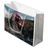 Grand Sac Cadeau Pilote de vélo droit jetez l'oreiller (Devant Angle)