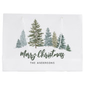 Grand Sac Cadeau Pin Rustique Noël personnalisé (Dos)