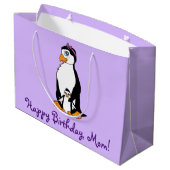 Grand Sac Cadeau Pingouin et poussin de joyeux anniversaire de mère (Dos Angle)