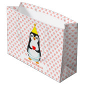 Grand Sac Cadeau Pingouin mignon avec Motif cardiaque (Dos Angle)