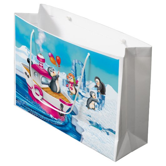 Grand Sac Cadeau pingouins en Antarctique (Devant Angle)