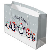Grand Sac Cadeau Pingouins joyeux mignons (Dos Angle)