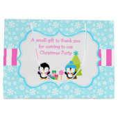 Grand Sac Cadeau Pingouins mignons d'hiver (Dos)