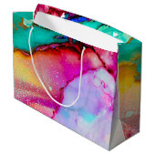 Grand Sac Cadeau Pink and Turquoise Marble Abstract Watercolor (Dos Angle)