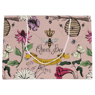 Grand Sac Cadeau Pink, Black et Gold Queen Bee Royal Crown Photo