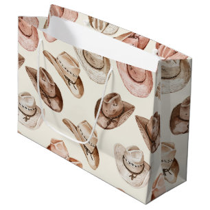Grand Sac Cadeau Pink Brown Cowgirl Southwestern Casquettes Anniver