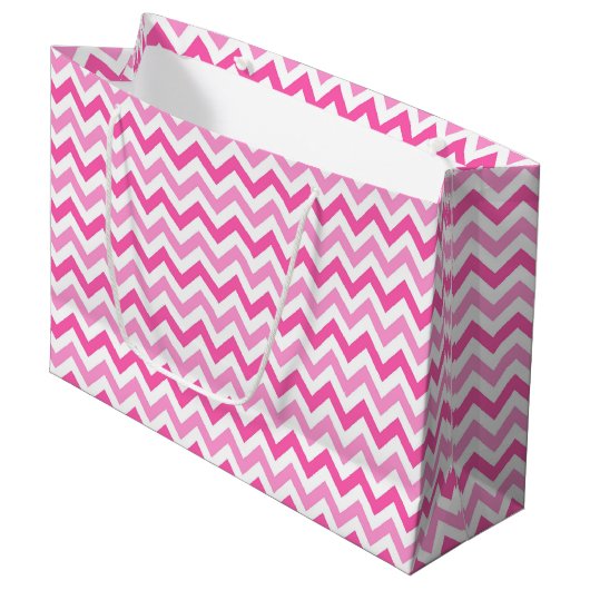 Grand Sac Cadeau Pink Chevron Breast Cancer Awareness Pattern (Devant Angle)