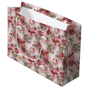 Grand Sac Cadeau Pink Christmas Santa Clause