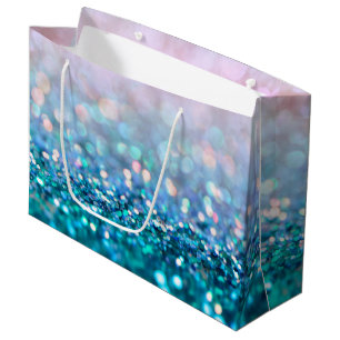 Grand Sac Cadeau Pink Gradient Bleu Turquoise Parkle Parties scinti