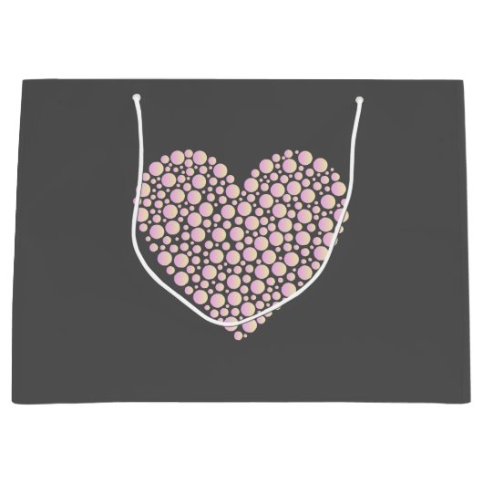 Grand Sac Cadeau Pink Gradient Heart Circles – Dark Grey Minimal (Devant)