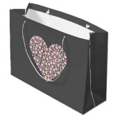 Grand Sac Cadeau Pink Gradient Heart Circles – Dark Grey Minimal (Dos Angle)