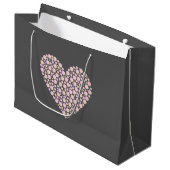 Grand Sac Cadeau Pink Gradient Heart Circles – Dark Grey Minimal (Devant Angle)