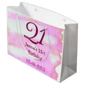 Grand Sac Cadeau Pink green pastel 21st birthday simple name date g (Dos Angle)