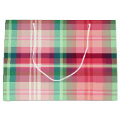 Grand Sac Cadeau Pink Green Tartan Plaid (Devant)