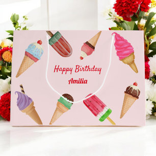 Grand Sac Cadeau Pink Ice Cream Party Anniversaire Baby shower Cade